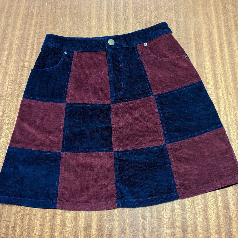 Modcloth Patchwork Corduroy A Line Mini Skirt. Small